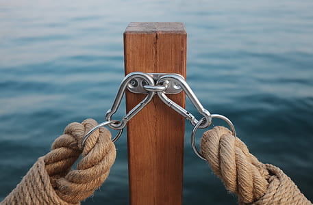 carabiner with rope tied on pole thumbnail