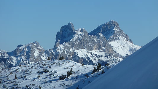 bird's-eye view photography of snow mountain thumbnail