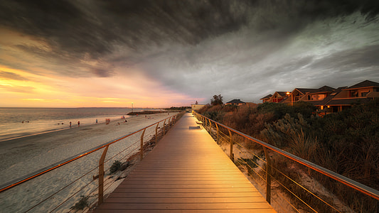 close-up photo of brown wooden boardwalk thumbnail