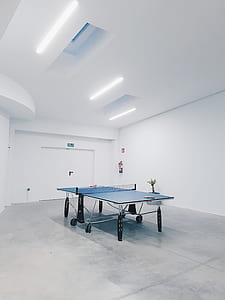 blue tennis table inside room thumbnail