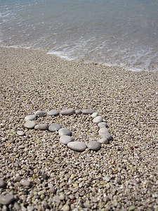 stones forming heart-shape on seashore thumbnail
