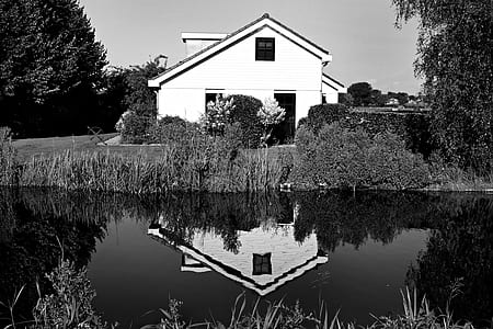 grayscale photography of house thumbnail
