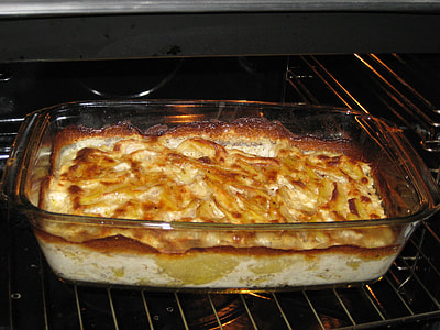 baked food in rectangular clear glass dish thumbnail