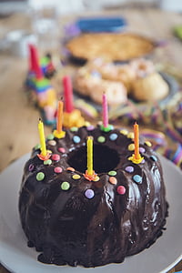 candles on top of chocolate cake thumbnail