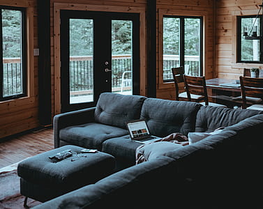 black suede sectional couch thumbnail