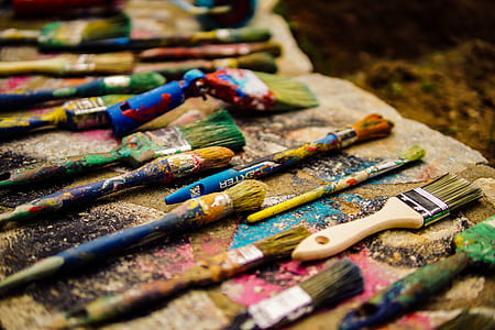 closeup photo of assorted-color painted paint brush lot thumbnail