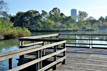 brown wooden dock surrounded with water thumbnail