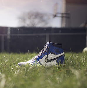 Selective Focus Photography of Air Jordan 1 On Grass thumbnail