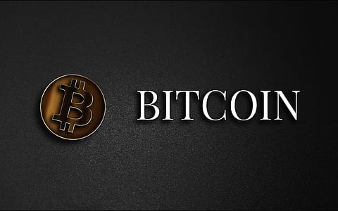 Bitcoin text on black background thumbnail