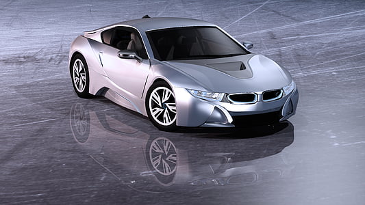 silver concept coupe with reflection underneath it thumbnail