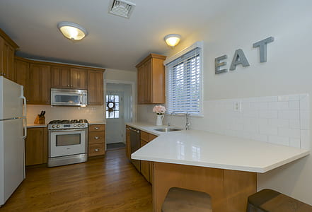 kitchen, stove, oven, wooden floor thumbnail