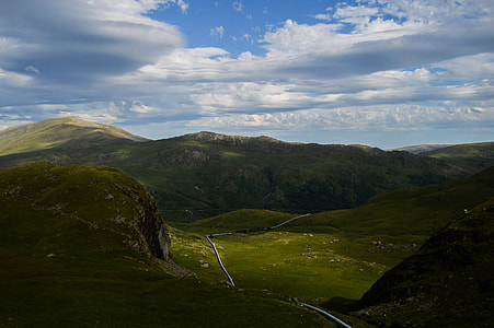 green mountains during cloudy day thumbnail
