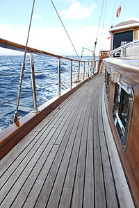 brown and white yacht sailing on sea during daytime thumbnail
