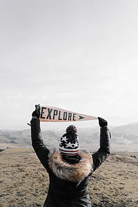 brown and black Explore penant flag thumbnail