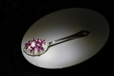 white cream on spoon in plate thumbnail