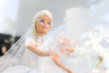 Barbie Doll wearing white wedding dress thumbnail