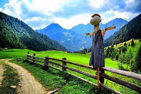 scarecrow on farm road thumbnail