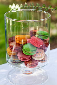 cookies inside clear glass footed bowl thumbnail