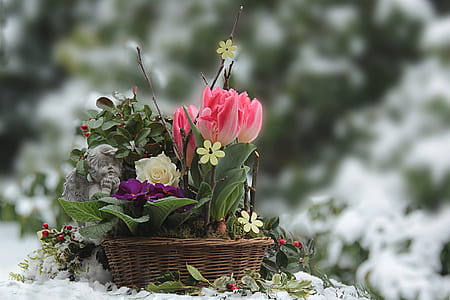 pink and white tulip flowers center piece thumbnail