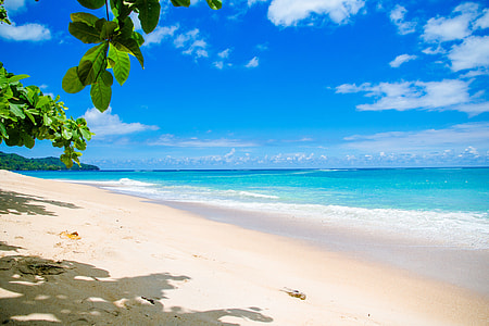 seashore and calm sea under blue sky thumbnail