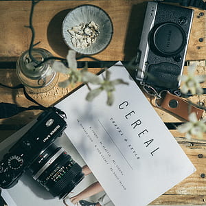 black Fujifilm DSLR camera on Cereal Travel and Style book thumbnail