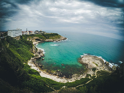 Landscape with ocean and hotels in Turkey thumbnail