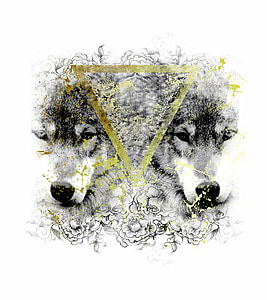 two black and white wolf illustration thumbnail
