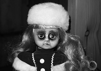 grayscale of doll thumbnail