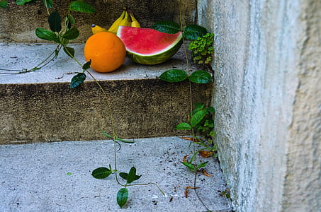 Fruits on Top of Concrete Steps thumbnail