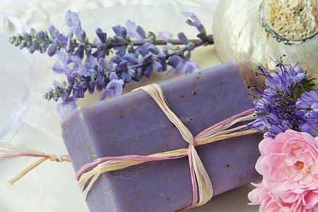 purple soap bar with flowers thumbnail