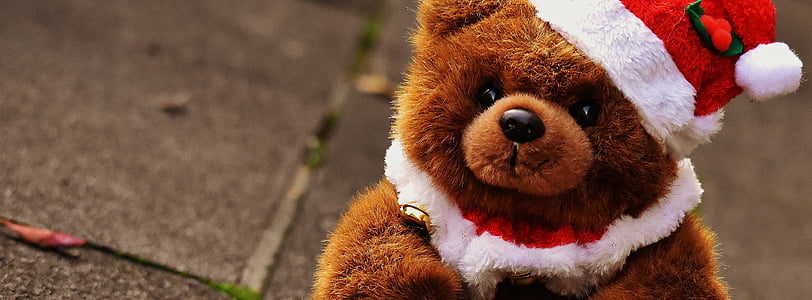 bear plush toy with santa hat thumbnail