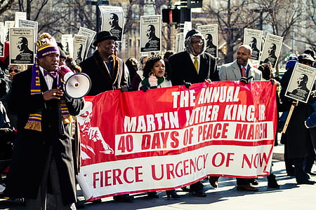 people rallying on street at daytime thumbnail