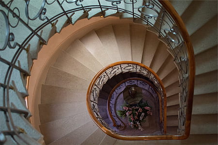 high-angle photo of spiral staircase thumbnail