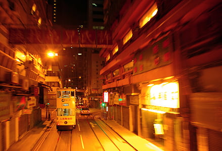 timelapsed photo of a yellow cable car thumbnail