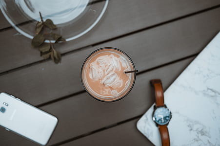 high angle photography of filled drinking glass thumbnail