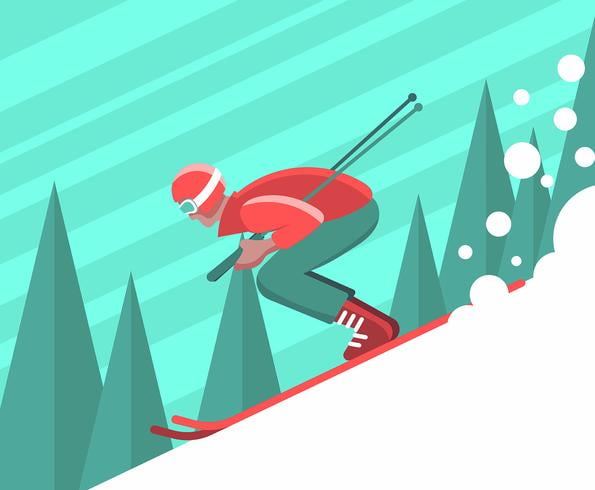 Skier Illustration eps, svg file