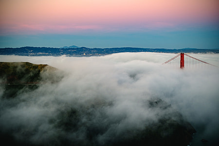 bird's eye photography of Golden Gate Bridge with white clouds thumbnail