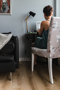 Stylish workplace with computer at home thumbnail