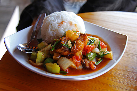 rice with cooked meat on plate thumbnail