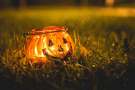 Halloween Candle Holder in Evening Grass thumbnail