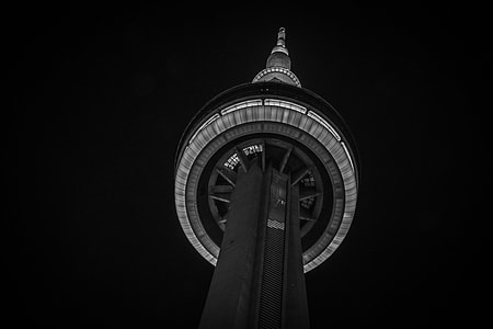 CN Tower in grayscale photography shot thumbnail