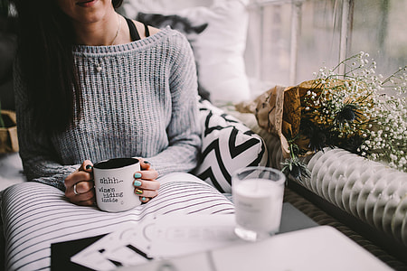 Girl drinking wine in her mug thumbnail