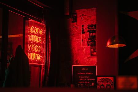 Black Frame Under Red Pendant Lamp thumbnail