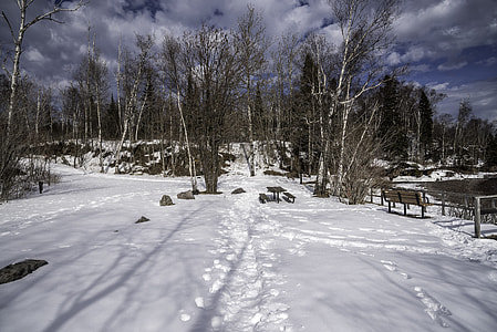 Snowy hiking path at Temperance River State Park, Minnesota thumbnail