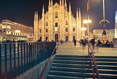 Milan Cathedral exterior shining in the lights thumbnail