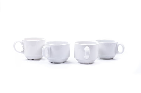 four white ceramic cups thumbnail
