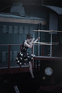 woman climbing at stage near locker thumbnail