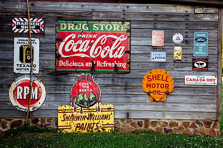 Drug Store Drink Coca Cola Signage on Gray Wooden Wall thumbnail
