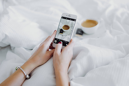 Morning coffee with chocolate in bed thumbnail