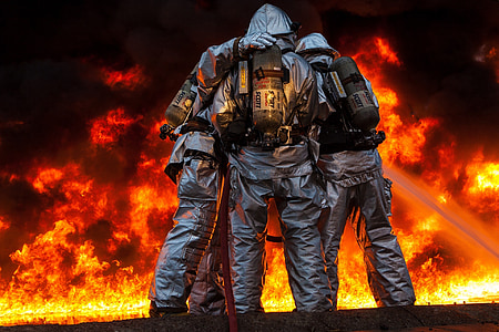 three fireman wiping out fire thumbnail